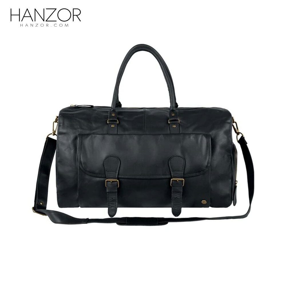 Black Leather Travel Bags for Men